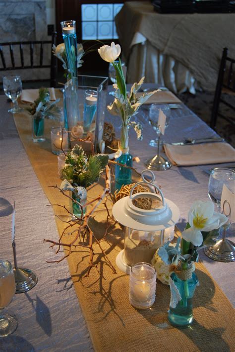 Tablescapes Temple Square Beach Themed Wedding Centerpieces