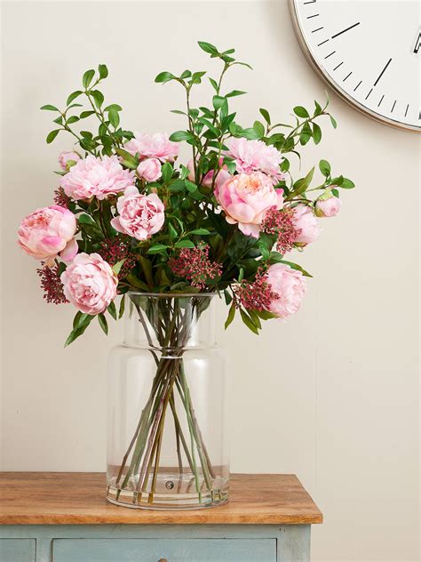 Peony Artificial Peonies And Foliage Vase At John Lewis And Partners