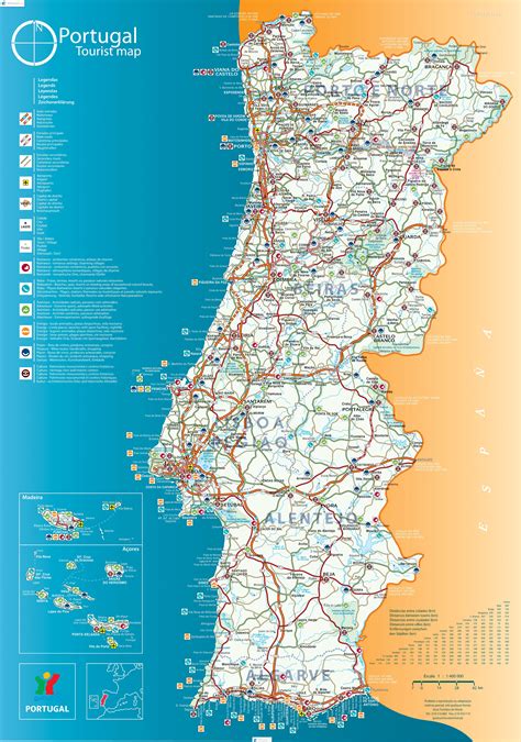 Большая подробная карта Португалии Large Detailed Map Of Portugal