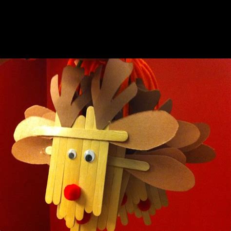 Reindeer Ornaments Made Out Of Popsicle Sticks Christmas