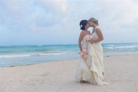 Two Brides Sunset Beach Destination Wedding Mexico Equally Wed Modern Lgbtq Weddings