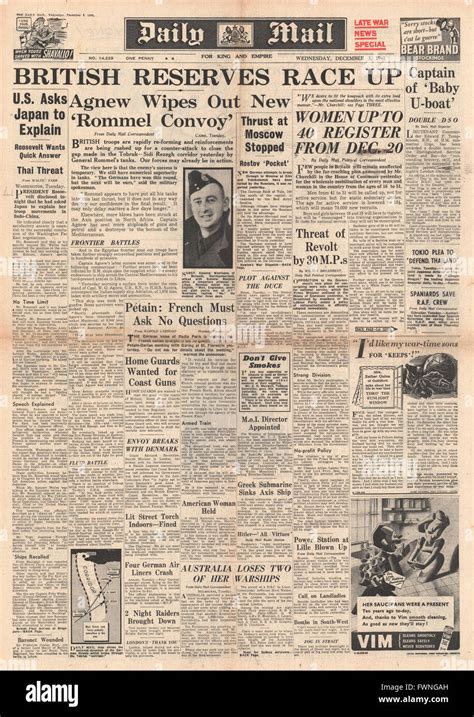 1941 Front Page Daily Mail Battle For Tobruk And Sidi Rezegh Captain