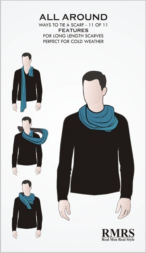 How To Tie A Scarf All Around Knot Infographic Scarf Outfit Men
