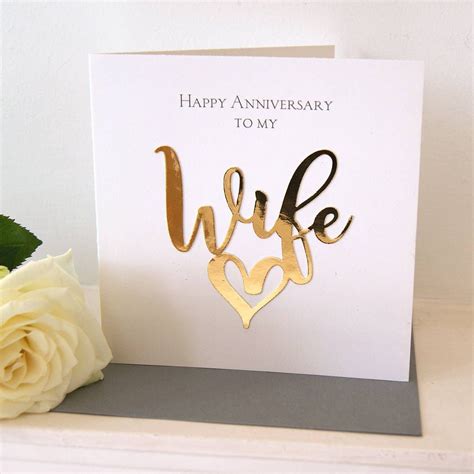 Wife Happy Anniversary Gold Luxe Card Happy Wedding Anniversary Cards