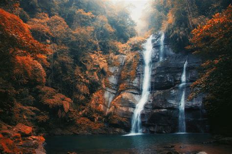 Waterfall In Autumn Wallpapers Wallpaper Cave