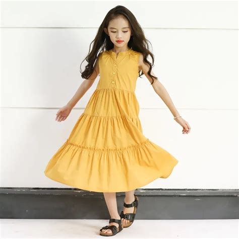 Little Girls Party Dresses 2019 Maxi Long Teenage Girls Summer Dresses