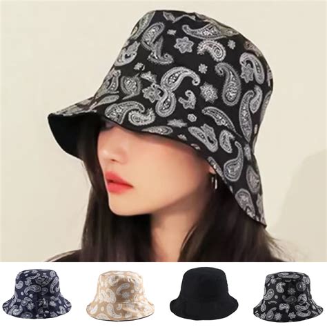 Travelwant Packable Reversible Black Printed Fisherman Bucket Sun Hat