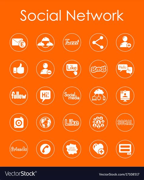 Set Of Social Network Simple Icons Royalty Free Vector Image