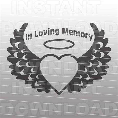 In Loving Memory Memorial Angel Wings Svg File Commercial