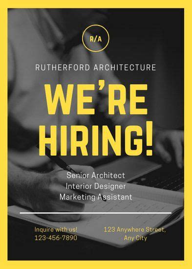 With creatopy's drag and drop free advertisement maker, the ad design process becomes easy and efficient. Yellow Black and White Photo Job Vacancy Announcement ...