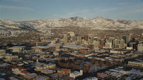55k Stock Footage Aerial Video Of Wide Orbit Of Downtown Salt Lake