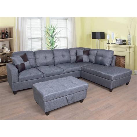 Star Home Living Dark Gray Microfiber 3 Seater Right Facing Chaise