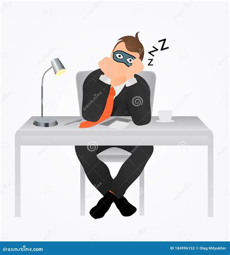 Tired Vector Overworked Businessman Lazy Worker Sleeping In The