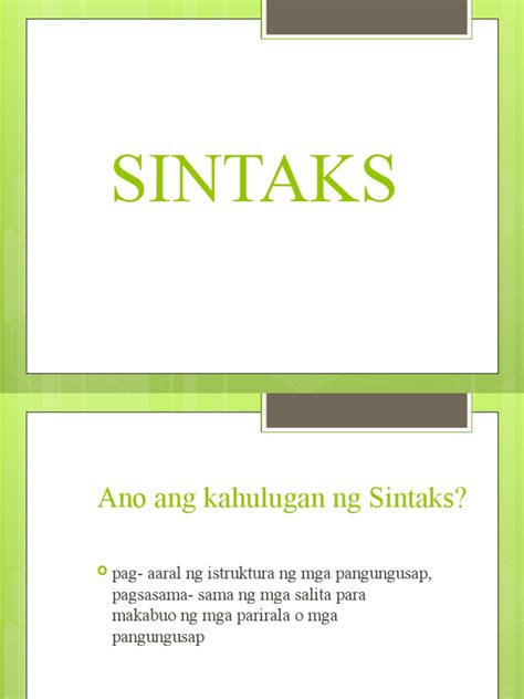 Ano Ang Kahulugan Ng Sintaks Pdf