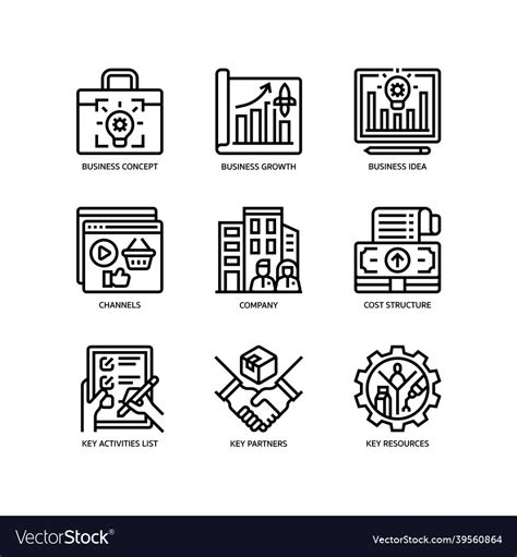 Business Model Canvas Icons Set Royalty Free Vector Image