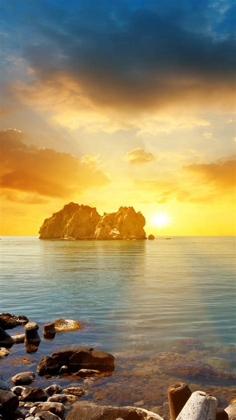 Coast Tranquil Sunset Landscape Iphone Wallpapers Free Download