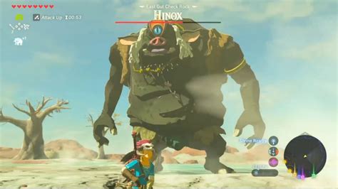 Hinox Battle Gameplay Zelda Breath Of The Wild Youtube
