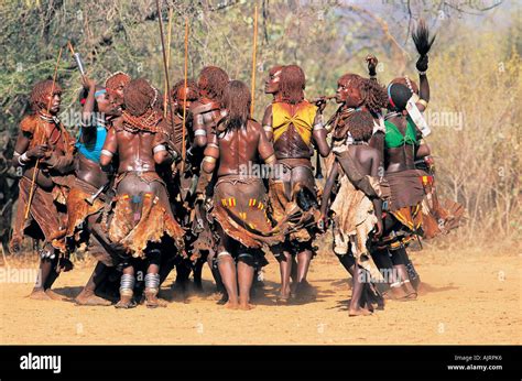 Women Dancing In Initiation Ceremony In Hamer Tribe Turmi Omo River