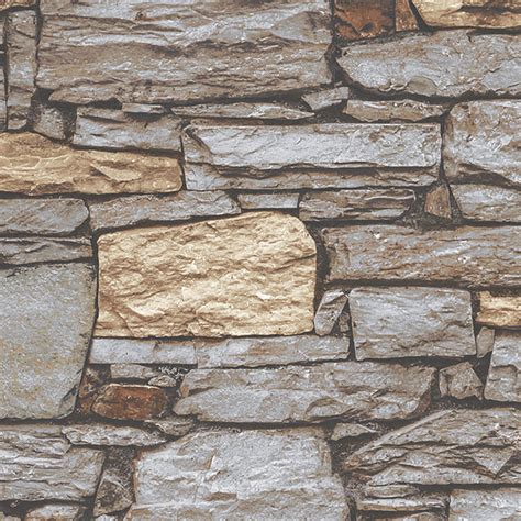 G67972 Beige And Grey Stacked Stone Wallpaper Boulevard
