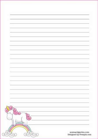 unicorn and rainbow writing papers a5 10s postcard