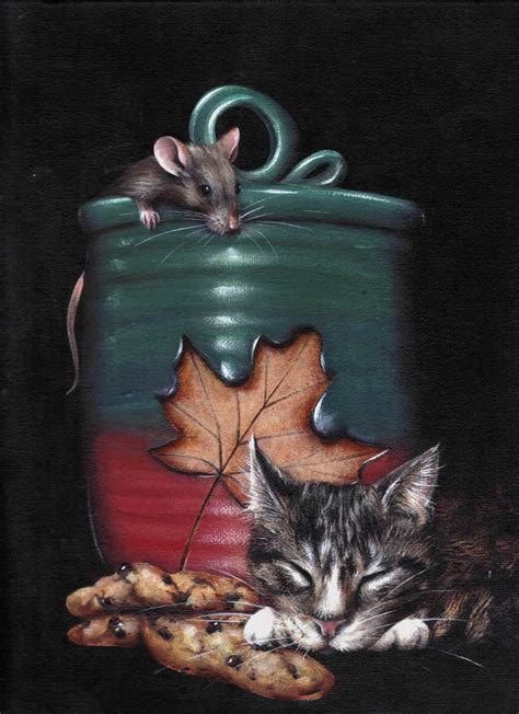 9 X 12 Original Acrylic Cat N Mouse W Cookie Jar Etsy Illustration