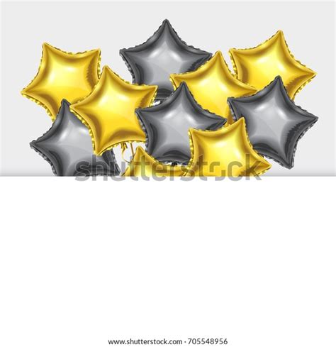 Star Balloons Vector Mylar Golden Silver Stock Vector Royalty Free