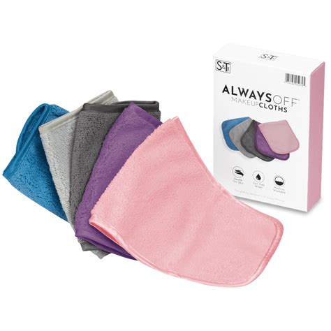 Sandt Inc Always Off Reusable Makeup Remover Cloths 6” X 12” Solid Assorted Colors 5 Pack