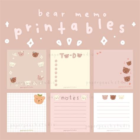 Notes Kawaii Stationery Print At Home Digital Download Cute Prints Wall