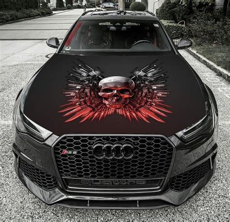 Vinyl Car Hood Wrap Full Color Graphics Decal Skull Ans Etsy