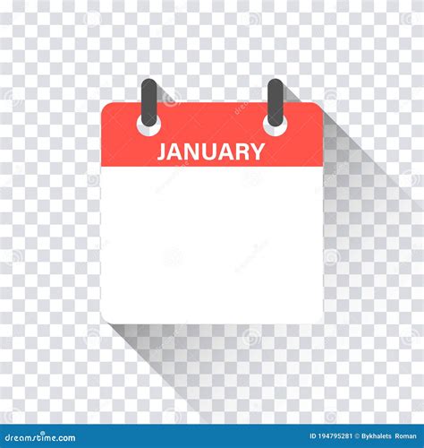 Calendar Daily Flat January Month Vector Isolated Illustration
