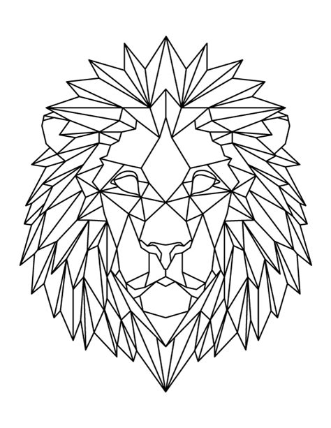 Printable Geometric Lion Head Coloring Page