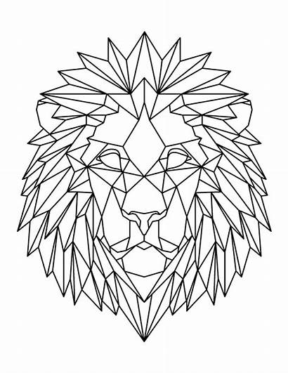 Lion Coloring Geometric Head Pages Printable Pdf