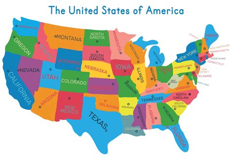 10 Best Printable Usa Maps United States Colored