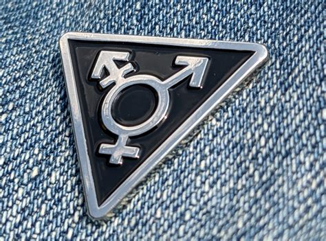 Transgender Symbol Triangle Badge Black And Silver 1 Inch Enamel Pin