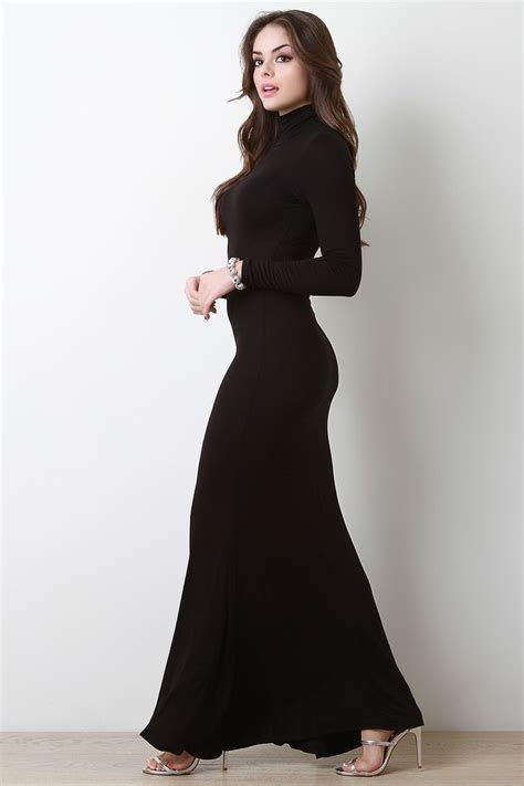 Long Sleeve Turtle Neck Knit Maxi Dress This Casual Dress Features A