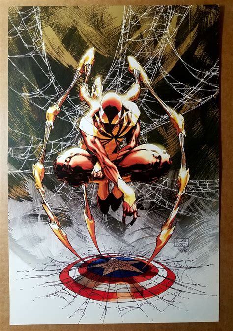 Civil War Spider Man Captain America Marvel Comics Poster By Michael Turner