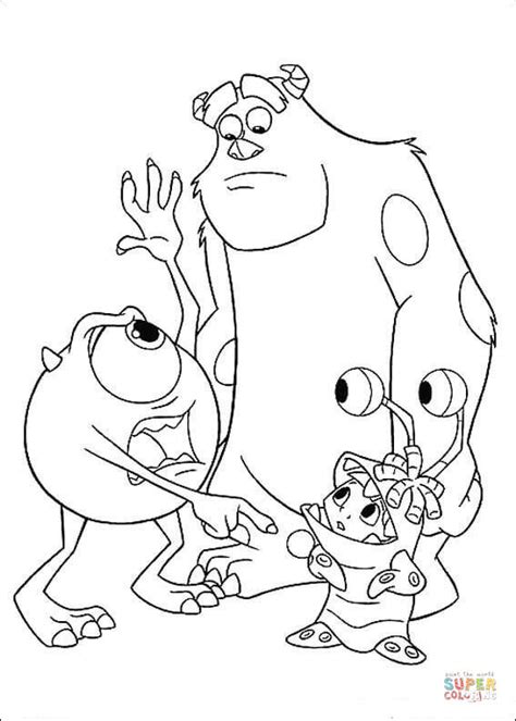 Sulley Mike And Boo Coloring Page Free Printable Coloring Pages
