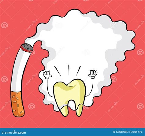cigarettes smoke and yellowed teeth vector illustration stock vector illustration of habit