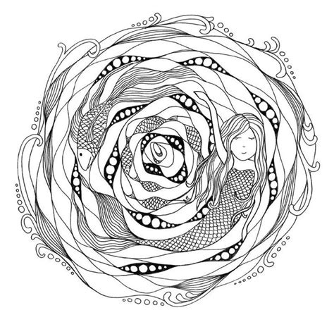 Mermaid Mandala Colouring in CARD Etsy Mandala coloring, Mandala