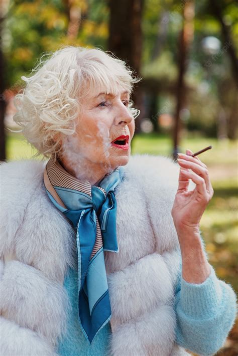 Old Woman Smoking Cigarette