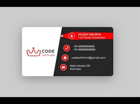 Visiting Card using HTML,CSS | CODE WITH NM - YouTube