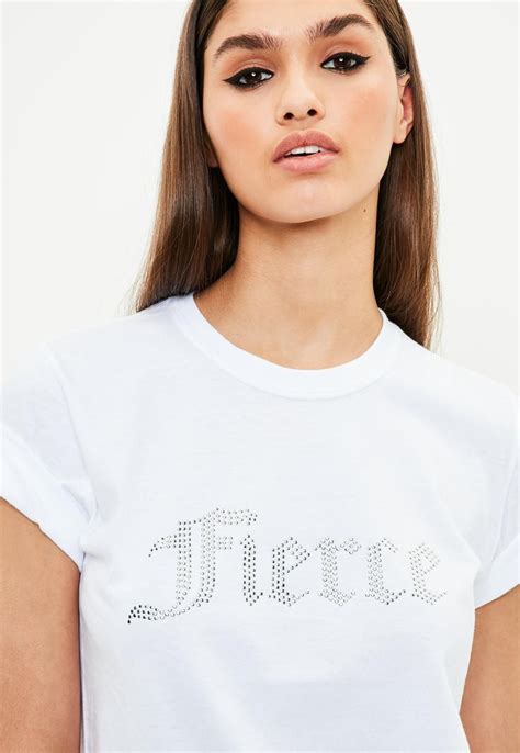 Missguided White Fierce T Shirt With Images Women Wear Tops Womens Tops