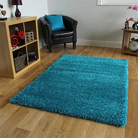 Teal Blue Luxurious Thick Shaggy Rugs 7 Sizes Available 60cmx110cm 2ft