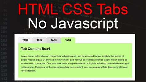 How To Create Tabs Menu Using HTML And CSS HTML Tabs No Javascript