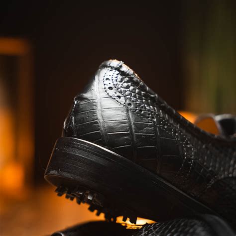 Caporicci Alligator Golf Shoes Black