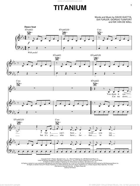 Titanium noten, china, leveranciers, fabrikanten, fabriek, fabriek. Guetta - Titanium sheet music for voice, piano or guitar PDF