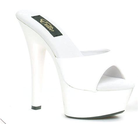 Ellie 601 Vanity Platform Mules Sandals 6 Inch High Heels Shoes White
