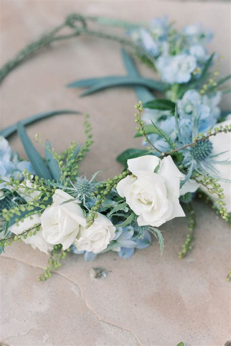 Dusty Blue And White Flower Crown White Flower Crown Blue Flower