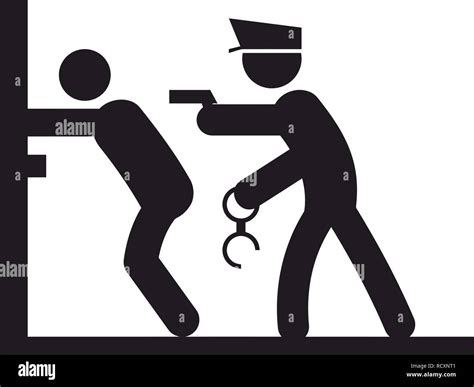 Arrest Criminal Cop Gun Handcuffs Black Illustration Silhouette Vector