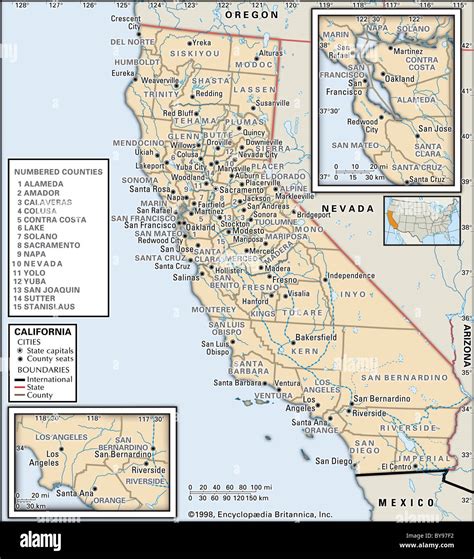 Political Map Of California Stock Photo Alamy